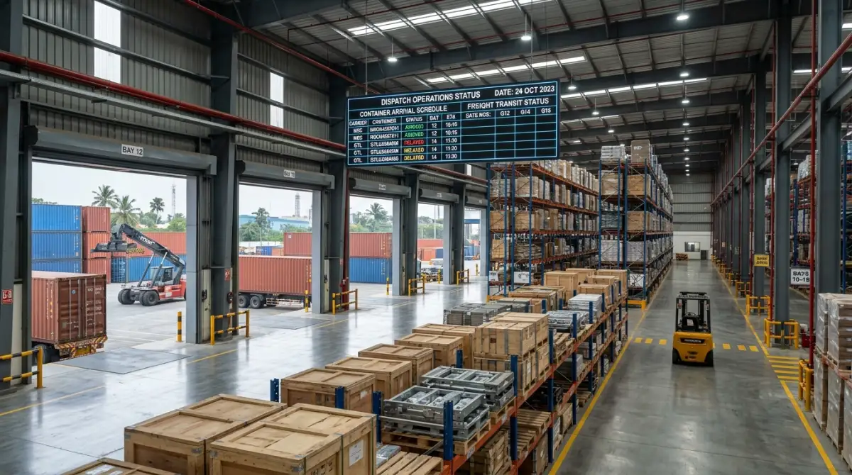 Indian manufacturing warehouse with automated inventory forecasting and container tracking